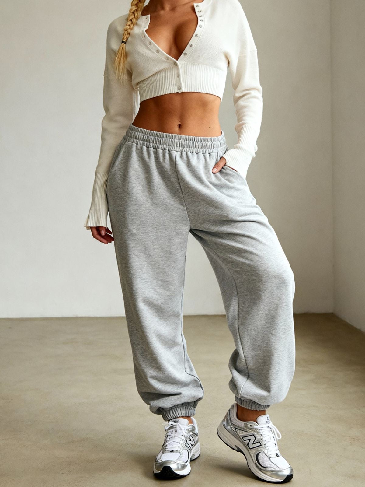 BAGGY UNISEX RIB ELASTIC PANTS